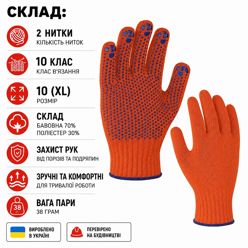 Робочі рукавички OSNOVA з крапкою ПВХ