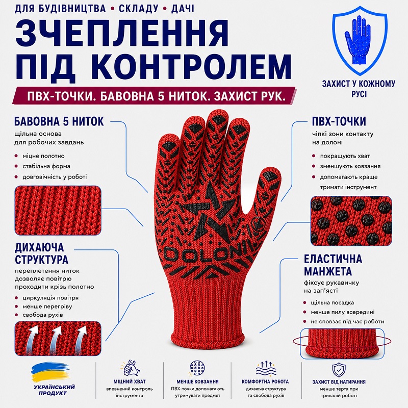 Робочі рукавички DOLONI 4040 Зірка з малюнком ПВХ