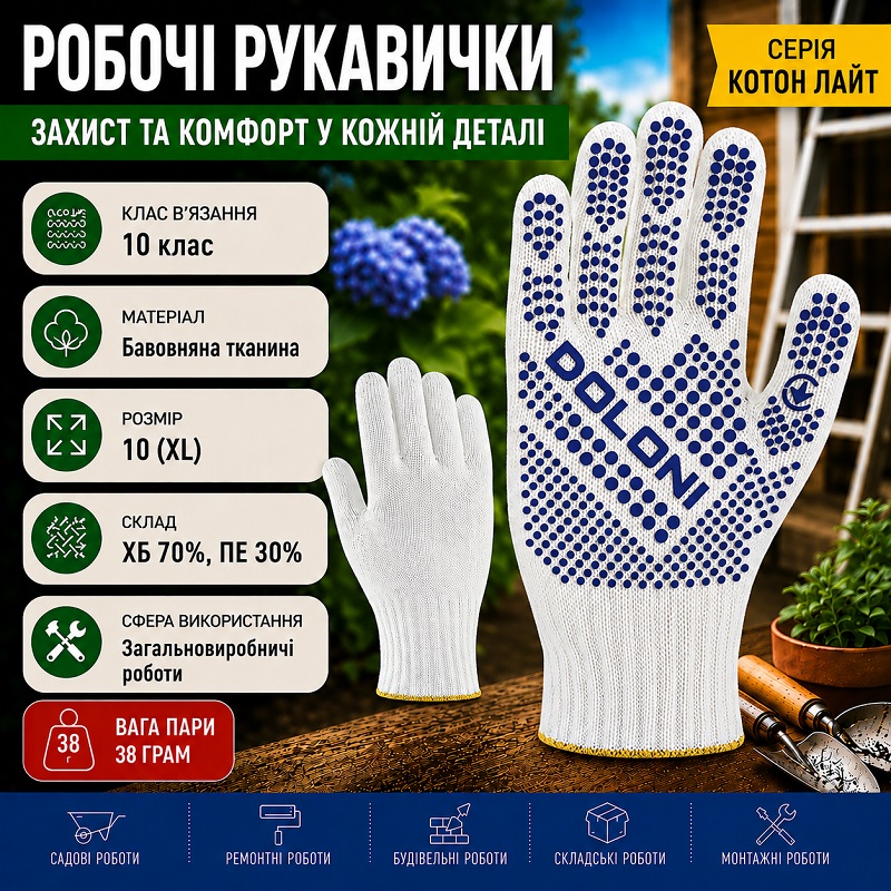 Рукавички DOLONI 4417 трикотажні Котон Лайт