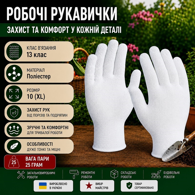 Рукавички робочі DOLONI 4429 нейлонові розмір 10