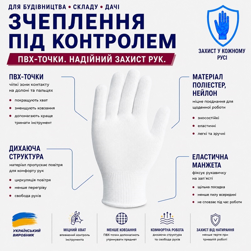 Рукавички робочі DOLONI 4429 нейлонові розмір 10