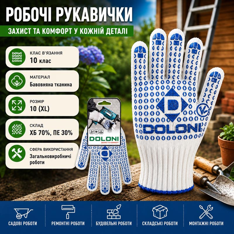 Робочі рукавички DOLONI 520 ДКГ із точкою ПВХ