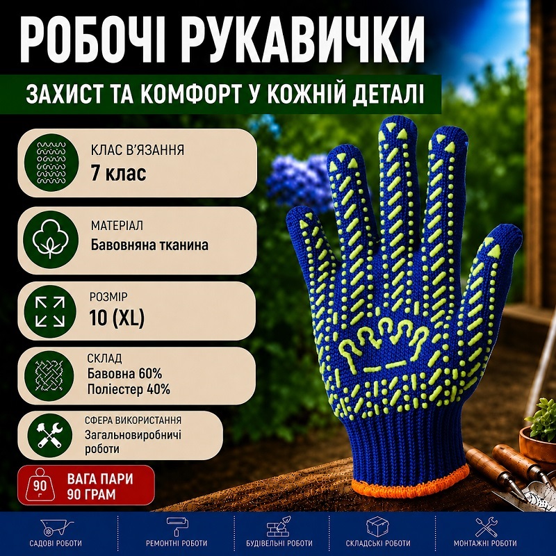 Рукавички Корона сині з малюнком ПВХ