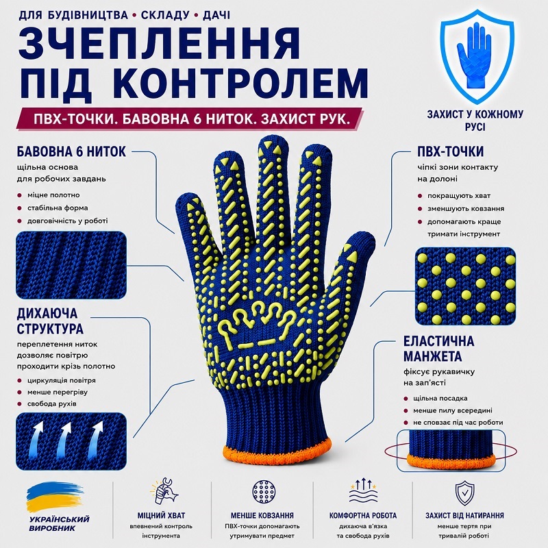 Рукавички Корона сині з малюнком ПВХ