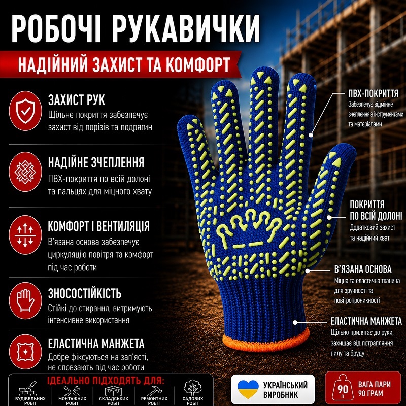 Рукавички Корона сині з малюнком ПВХ