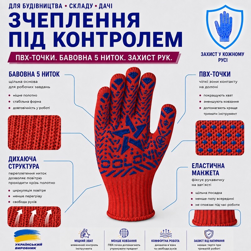 Робочі рукавички DOLONI 5640 ДКГ Зірка червона 12 розмір