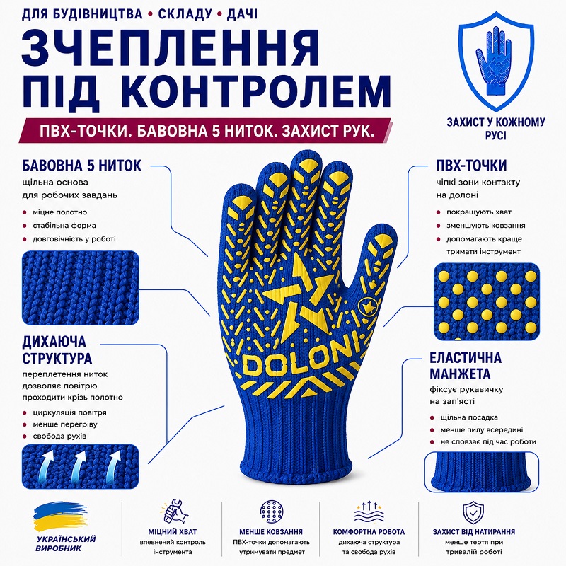 Робочі рукавички DOLONI 587 Зірка з малюнком ПВХ