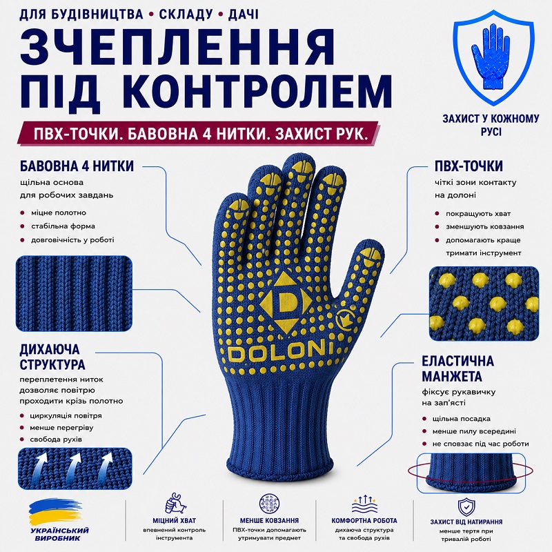 Робочі рукавички DOLONI 646 з малюнком ПВХ 