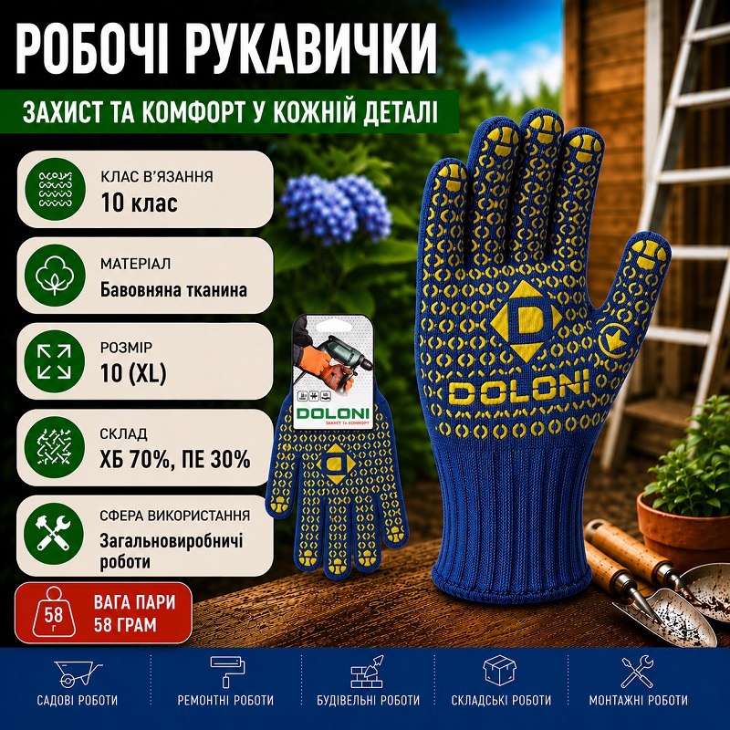 Робочі рукавички DOLONI 646 з малюнком ПВХ 