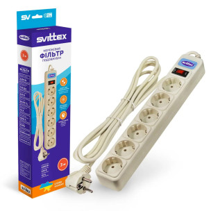 Удлинитель SVITTEX с сетевым фильтром 3 м SV-862 шестиместный