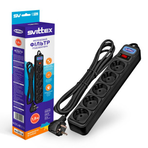 Подовжувач SVITTEX з фільтром 1,8 м SV-001-B чорний Подовжувач SVITTEX з фільтром 1,8 м SV-001-B чорний