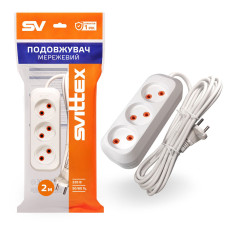 Подовжувач SVITTEX із тримісною розеткою 2 м SV-008-2