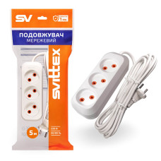 Подовжувач SVITTEX із тримісною розеткою 5 м SV-008-5
