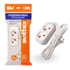 Подовжувач SVITTEX із двомісною розеткою 5 м SV-009-5