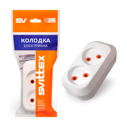 Розетка колодка SVITTEX двухместная SV-009
