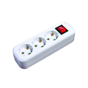 Розетка колодка SVITTEX тримісна із заземленням та вимикачем SV-011