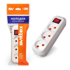 Розетка колодка SVITTEX тримісна з вимикачем SV-012