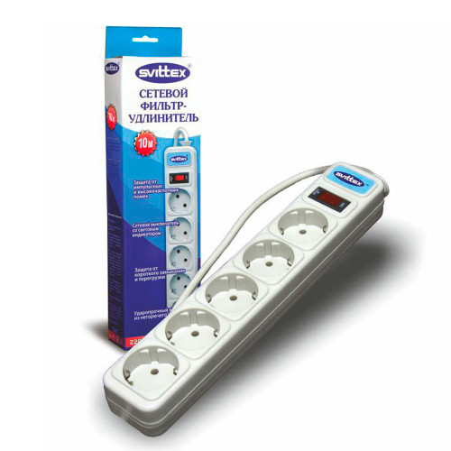 Подовжувач SVITTEX із мережним фільтром 10 м SV-013