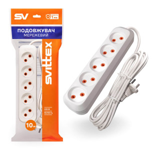 Подовжувач SVITTEX із п'ятимісною розеткою 10 м SV-014-10