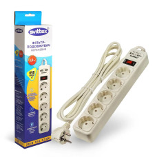 Мережевий фільтр-подовжувач SVITTEX 1.8м 10А 220В. - 2*USB 5V 2.1A. SV-023