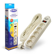 Мережевий фільтр-подовжувач SVITTEX 3.0м 10А 220В. - 2*USB 5V 2.1A. SV-024