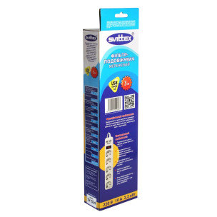 Мережевий фільтр-подовжувач SVITTEX 3.0м 10А 220В. - 2*USB 5V 2.1A. SV-024