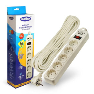 Сетевой фильтр-удлинитель SVITTEX 10.0м 10А 220В.- 2*USB 5V 2.1A. SV-026 Сетевой фильтр-удлинитель SVITTEX 10.0м 10А 220В.- 2*USB 5V 2.1A. SV-026
