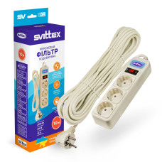 Подовжувач SVITTEX із мережним фільтром 10 м SV-834 тримісний