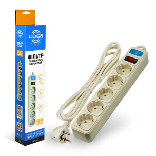 Подовжувач LOGA із мережевим фільтром 1,5 м L-901 Подовжувач LOGA із мережевим фільтром 1,5 м L-901