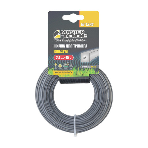 Леска для триммера Ø2.4мм армированный квадрат 15м MASTERTOOL – 19-1324