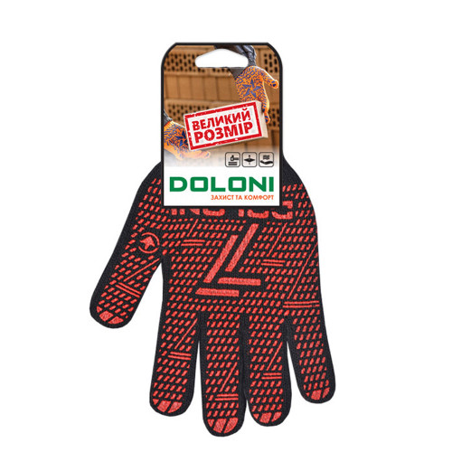 Робочі рукавички DOLONI 10319 ДКГ чорний червоний малюнок