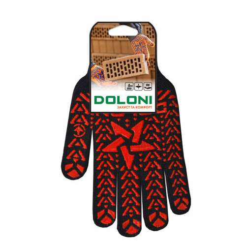 Робочі рукавички DOLONI 4080 ДКГ Зірка чорна червоний малюнок