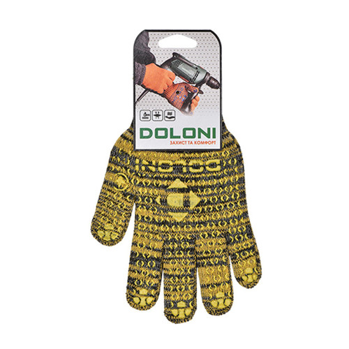 Рукавички DOLONI 4242 трикотажні жовті з пвх Рябушка 10 клас