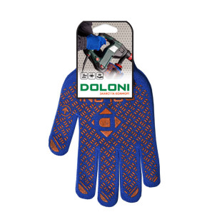 Робочі рукавички DOLONI 4450 трикотажні сині з пвх універсал PROFI 10 клас