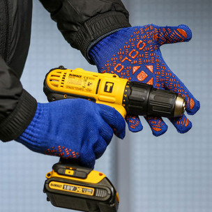 Робочі рукавички DOLONI 4450 трикотажні сині з пвх універсал PROFI 10 клас