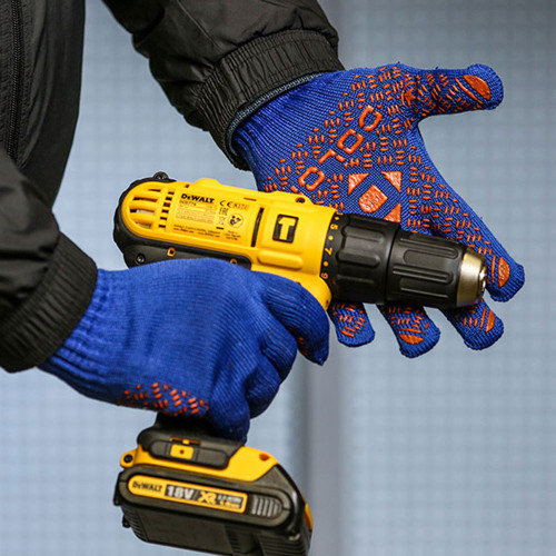 Рабочие перчатки DOLONI 4450 трикотажные синие с пвх универсал PROFI 10 класс