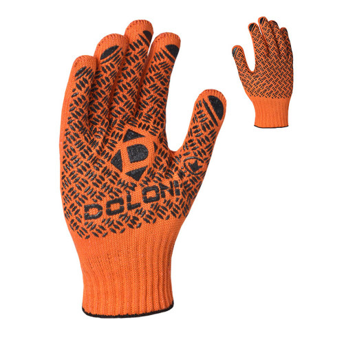 Робочі рукавички DOLONI 4470 помаранчеві трикотажні з 2-х сторін пвх Універсал PROFI 10 клас