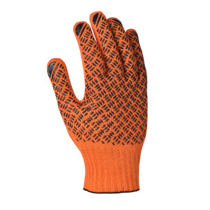Рабочие перчатки DOLONI 4470 трикотажные оранжевые с 2-х сторон пвх Универсал PROFI 10 класс
