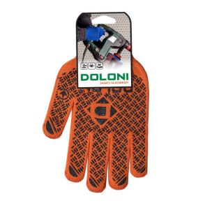 Рабочие перчатки DOLONI 4470 трикотажные оранжевые с 2-х сторон пвх Универсал PROFI 10 класс