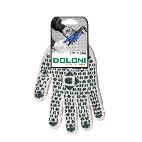 Робочі рукавички DOLONI 547 ДКГ із зеленою точкою ПВХ