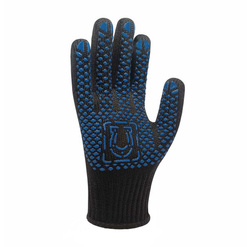 Робочі трикотажні рукавички Підкова чорні з ПВХ крапкою