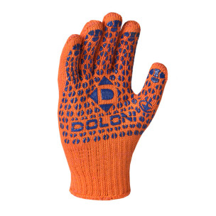 Рабочие перчатки DOLONI 584 ДКГ оранжевая с синей точкой ПВХ 2-х сторонняя Рабочие перчатки DOLONI 584 ДКГ оранжевая с синей точкой ПВХ 2-х сторонняя