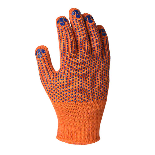 Робочі рукавички DOLONI 584 ДКГ помаранчева із синьою точкою ПВХ 2-х стороння