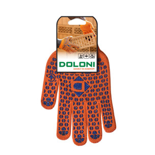 Робочі рукавички DOLONI 584 ДКГ помаранчева із синьою точкою ПВХ 2-х стороння