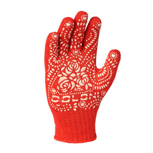 Робочі рукавички DOLONI 4130 червоні з точкою ПВХ Маки