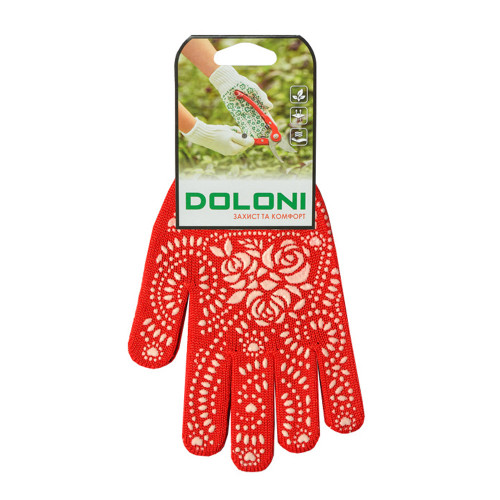 Рабочие перчатки DOLONI 4130 красные с точкой ПВХ Маки