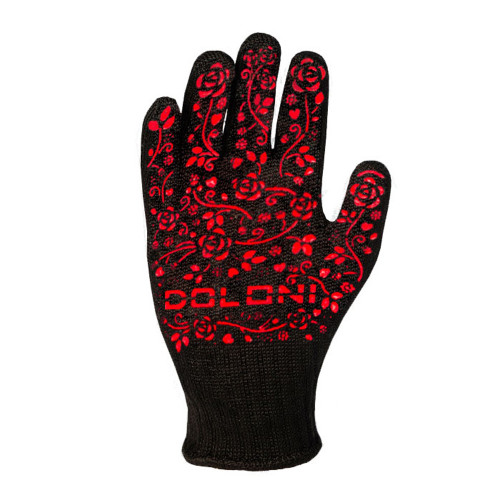 Робочі рукавички DOLONI 711 чорні ПВХ рубіновий візерунок