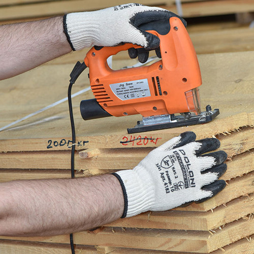 Рабочие перчатки DOLONI 4182 трикотажные х/б с неполным латексным покрытием, белые, размер 10