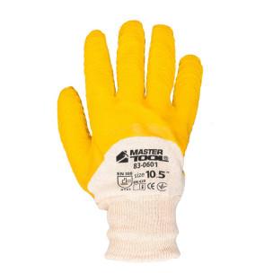 Робочі рукавички скляра Mastertool з облитою долонею жовті Робочі рукавички скляра Mastertool з облитою долонею жовті