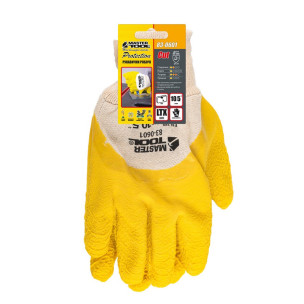 Робочі рукавички скляра Mastertool з облитою долонею жовті р.10